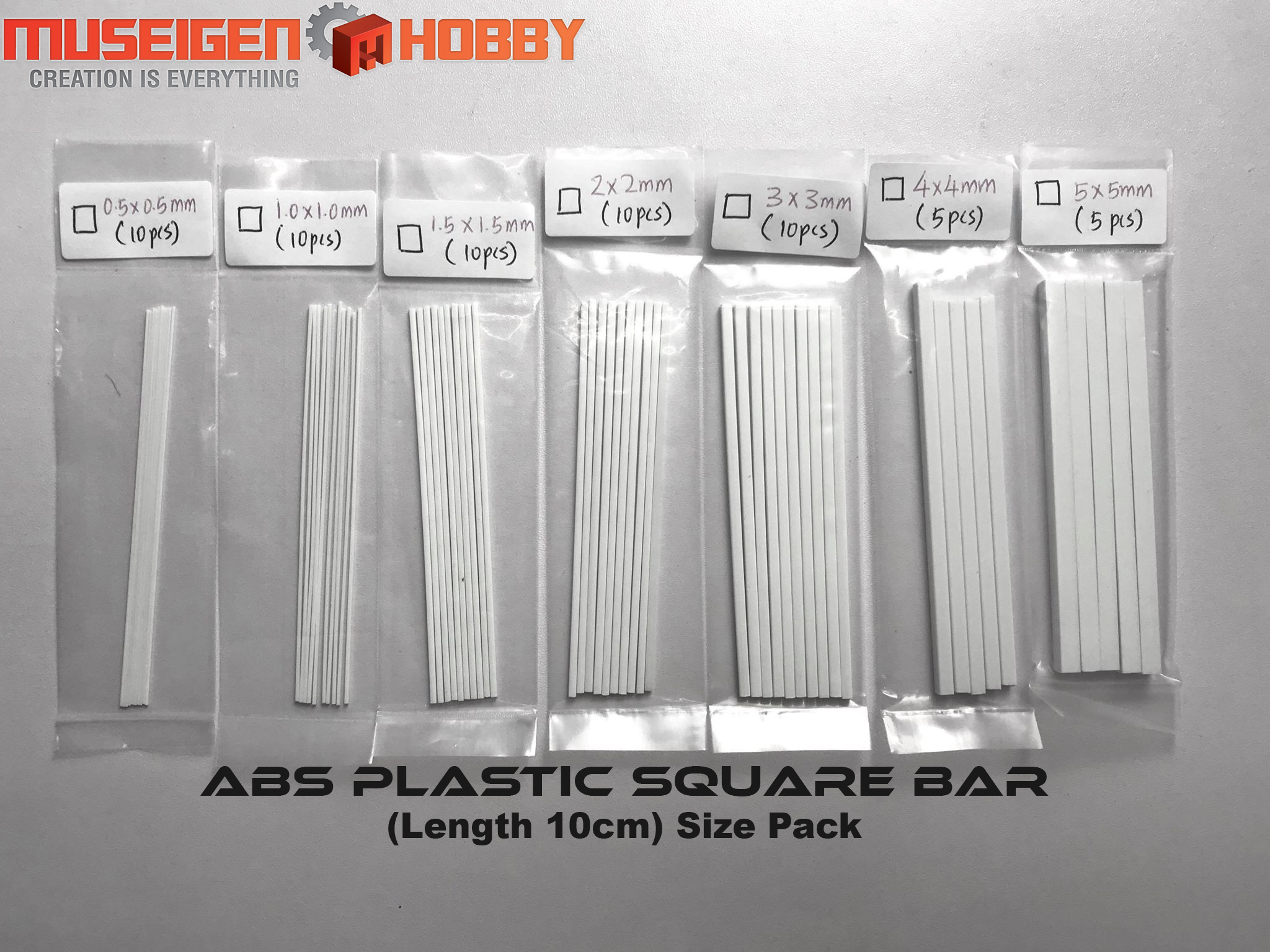 US Stock 10pcs 1mm x 9.84" ABS Styrene Plastic Square Bar Rods Model Layout