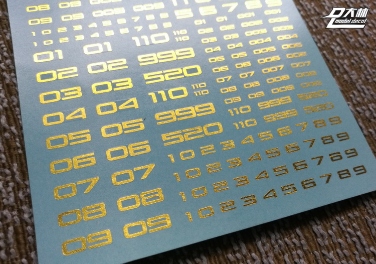 DL Model Water-Sliced Decals C012 Numbers (Stamping Gold)