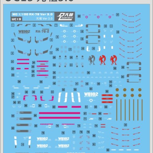 DL Model Water-Sliced Decals UC13 MG RX-78 ver2.0/3.0