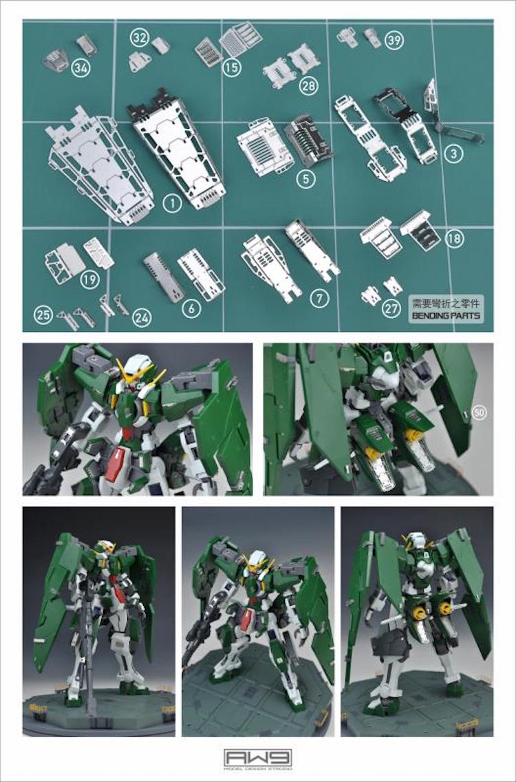 for MG 1/100 GN-002 Gundam Dynames AW9 Details up Photo Etch Set w/ DL Decal S09