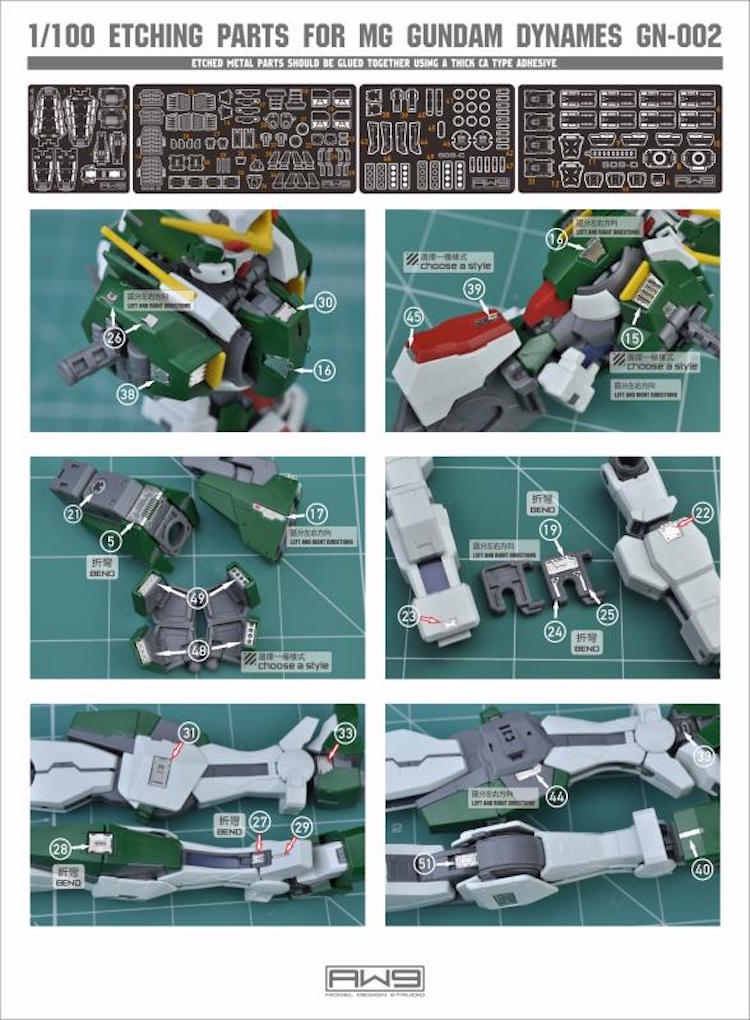 AW9 S-09 MG 1/100 Gundam Dynames Details Upgrade Photo Etch Set