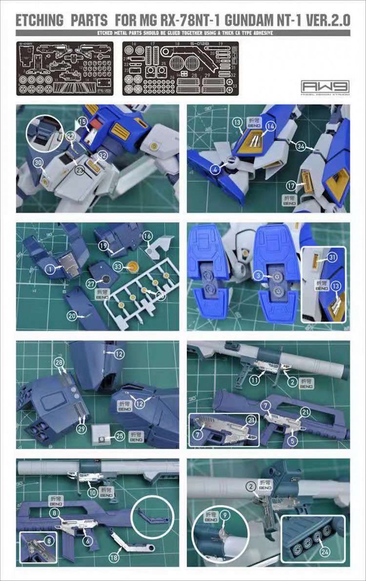 AW9 S-12 MG 1/100 NT-1 Gundam 2.0 Details Upgrade Photo Etch Set