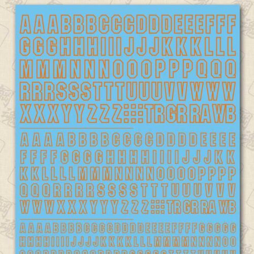 Steel Spirit AW-064 Outline Alphabet Letter Water Sliced Decal (Orange)