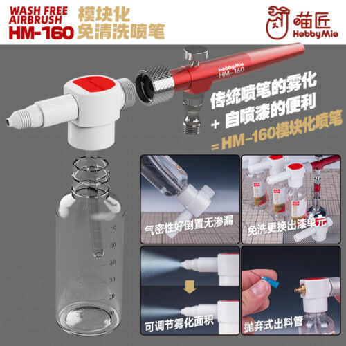 HobbyMio HM-160 Modular Wash Free Airbrush Kit Set