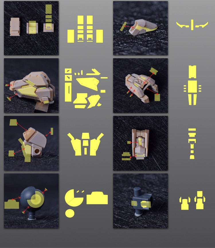 Cantonese.C Studio Precut Masking Tape For YJL RX93 Nu Gundam Main Body Set