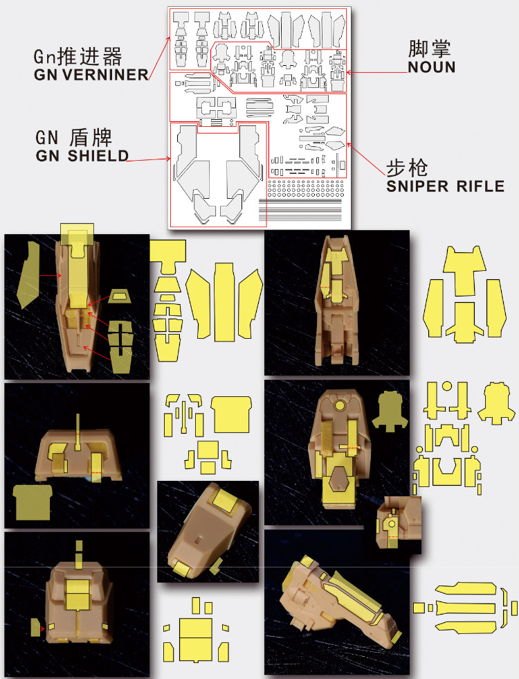 Cantonese.C Studio Precut Masking Tape For Fortune Meow's Dynames Gundam Set