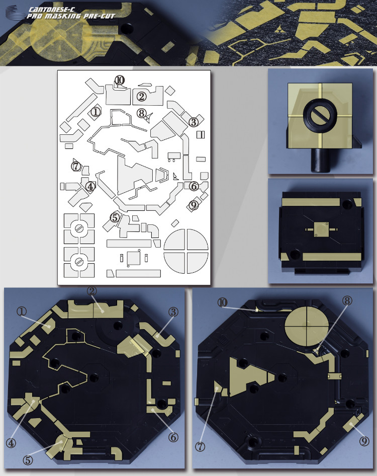 Cantonese.C Studio Precut Masking Tape For Bandai 1/100 Gundam Action Base Stand Set