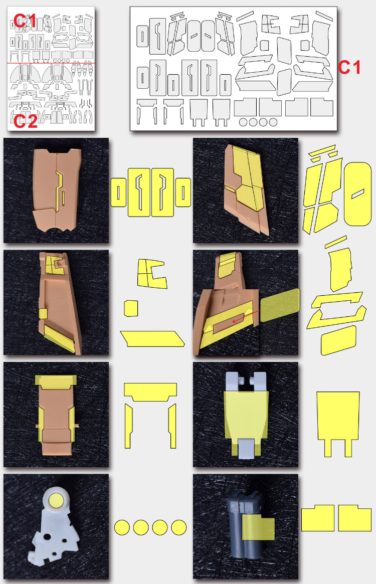 Cantonese.C Studio Precut Masking Tape For Silveroaks Hi-Nu Gundam Set