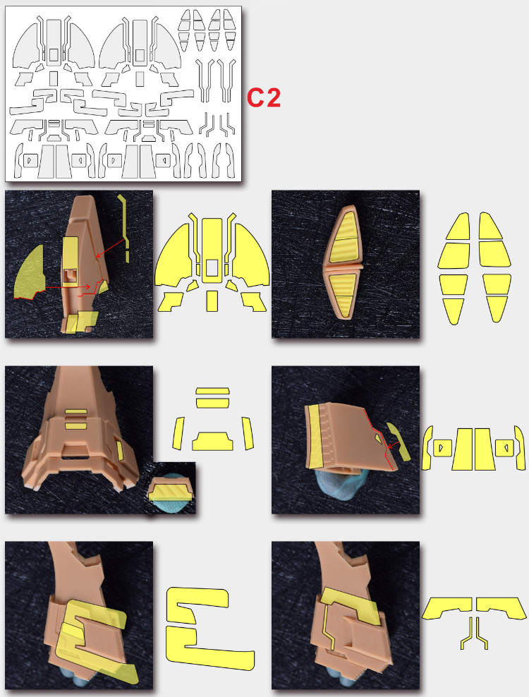 Cantonese.C Studio Precut Masking Tape For Silveroaks Hi-Nu Gundam Set